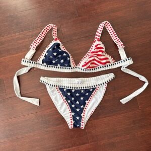 Red, white and blue bikini